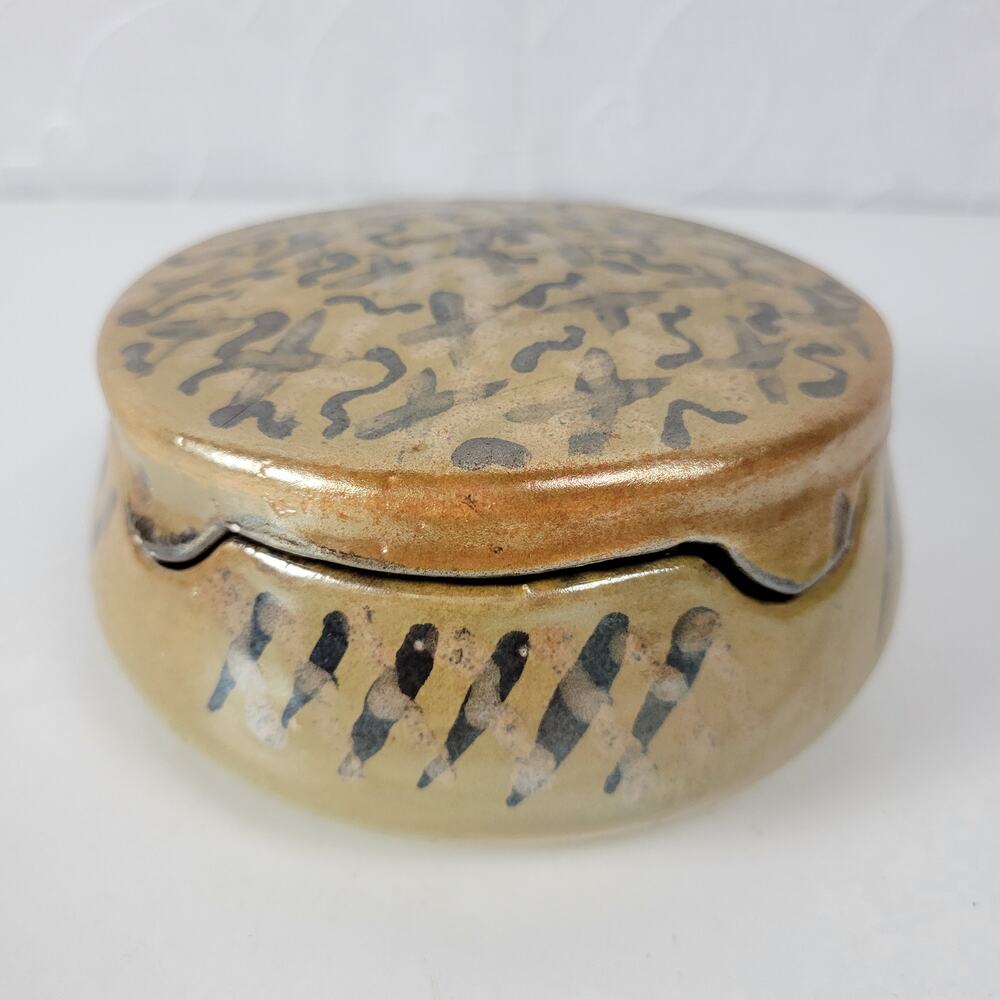 Vintage Boris Vitlin Studio Trinket Box Lid Round Ceramic Handpainted Signed